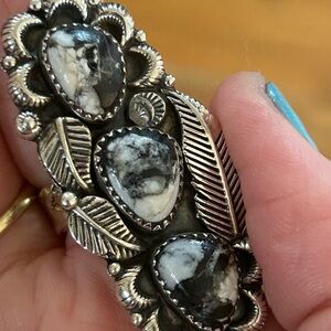 White Buffalo Sterling Silver Ring